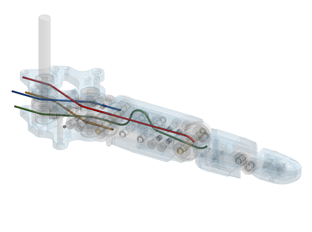 Isometric view of tendon routing
